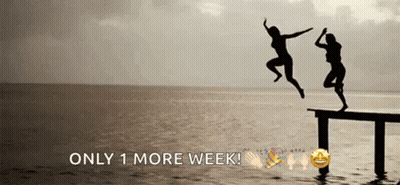 Two Women Jumping Off Pier Saying Only 1 More Week GIF