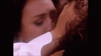 Two Women Kissing Close Up GIF