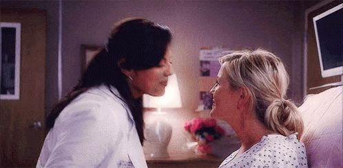 Two Women Kissing In Hospital Room GIF