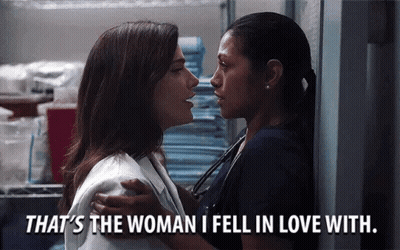 Two Women Kissing In Hospital Room Saying That's The Woman I Fell In Love With GIF
