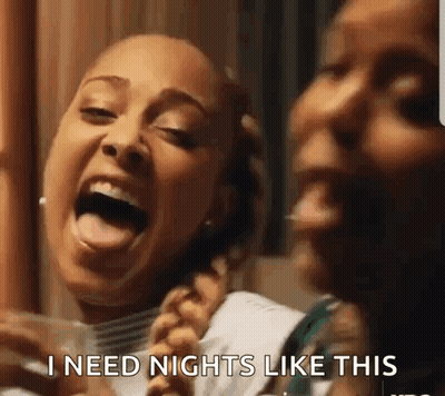 Two Women Laughing Saying I Need Nights Like This GIF