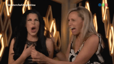 Two Women Making Funny Faces At MasterChef Argentina Sign GIF
