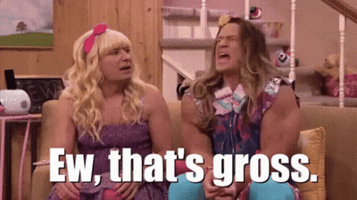 Two Women On Couch Saying Ew That's Gross GIF