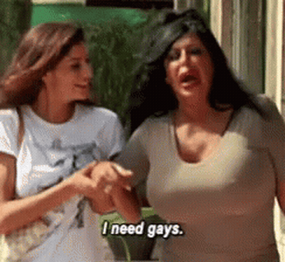 Two Women One Saying I Need Gays GIF