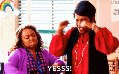 Two Women Shouting Yesss In Classroom GIF