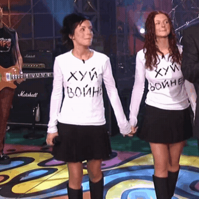 Two Women Singing Into Microphones At NBC Keyboard GIF