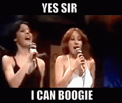 Two Women Singing Yes Sir I Can Boogie GIF