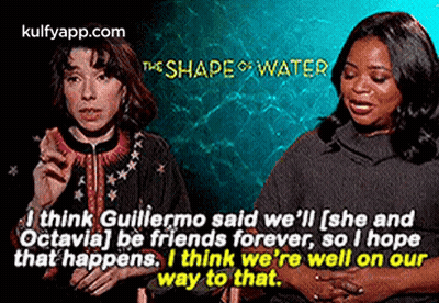 Two Women Sitting And Talking About Shape Of Water GIF