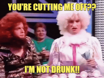 Two Women Sitting At Table Saying You're Cutting Me Off GIF