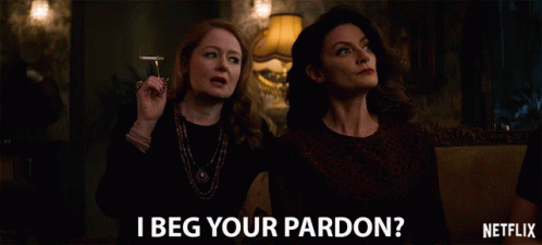 Two Women Sitting I Beg Your Pardon GIF