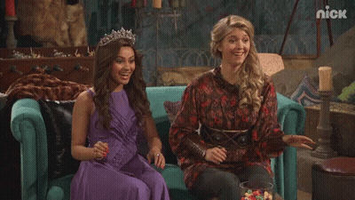 Two Women Sitting On Couch With Nick Logo GIF