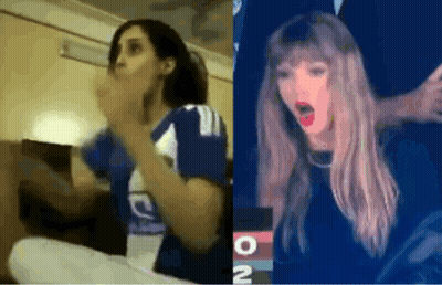 Two Women Sitting, One In Blue Shirt With O GIF