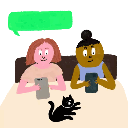 Two Women Sitting With Cat Sticker