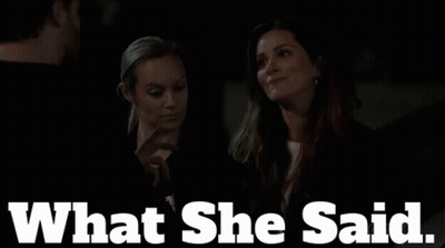 Two Women Sitting With What She Said GIF