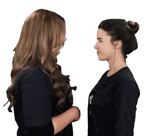 Two Women Standing Next To Each Other Sticker