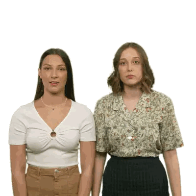Two Women Standing Next To Each Other Sticker