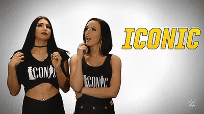 Two Women Standing Next To Each Other Iconic GIF