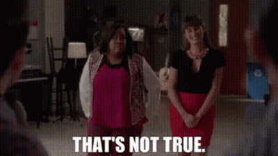 Two Women Standing Next To Each Other With The Words That 'S Not True GIF