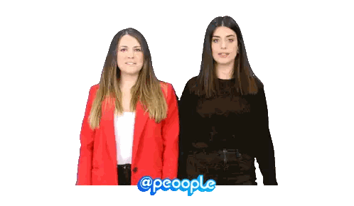Two Women Standing With Outstretched Arms Sticker