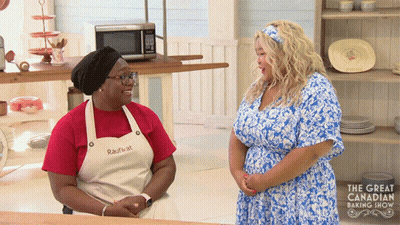 Two Women Talking Great Canadian Baking Show GIF