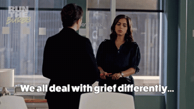 Two Women Talking In Office We All Deal With Grief Differently GIF