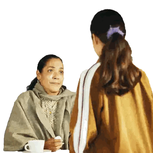Two Women Talking With Coffee Sticker