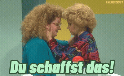 Two Women Touching With Du Schaffst Das GIF