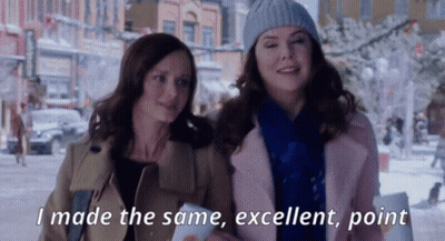 Two Women Walking Down Snowy Street Saying I Made The Same Excellent Point GIF