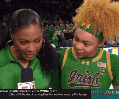 Two Women Wearing Green Irish Jerseys Are Interviewed GIF