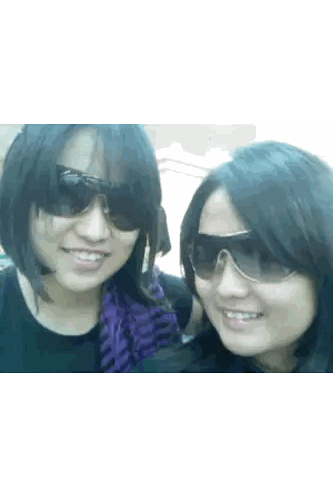 Two Women Wearing Sunglasses Are Smiling For A Picture Sticker