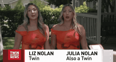 Two Women With Twin Witness News Sign GIF