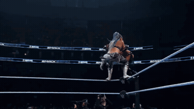 Two Women Wrestling In A Ring With PPG Water Bottle GIF