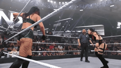 Two Women Wrestling In Ring With N GIF