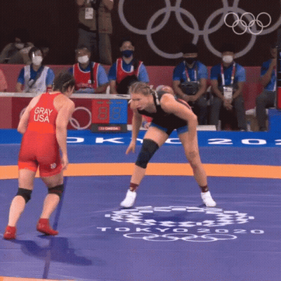 Two Women Wrestling On Tokyo 2020 Mat GIF