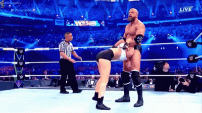 Two Wrestlers Fighting In Ring GIF