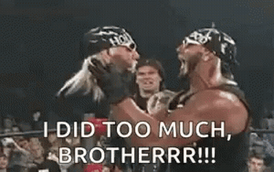 Two Wrestlers Fighting Saying I Did Too Much Brotherr GIF