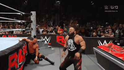 Two Wrestlers In Ring With USA Logo GIF
