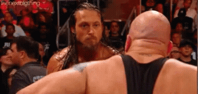 Two Wrestlers Side By Side In Wrestling Ring GIF