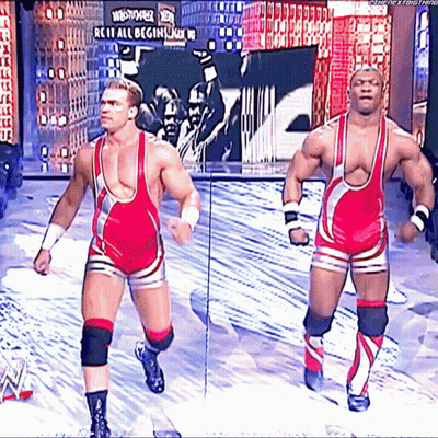Two Wrestlers Stage We Are All Begining GIF