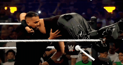 Two Wrestlers Wrestling In Ring GIF