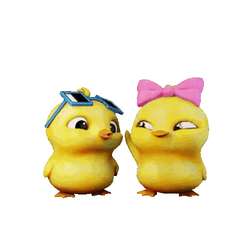 Two Yellow Chickens Wearing Sunglasses And Pink Bow Sticker