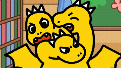 Two Yellow Dinosaurs Fighting GIF