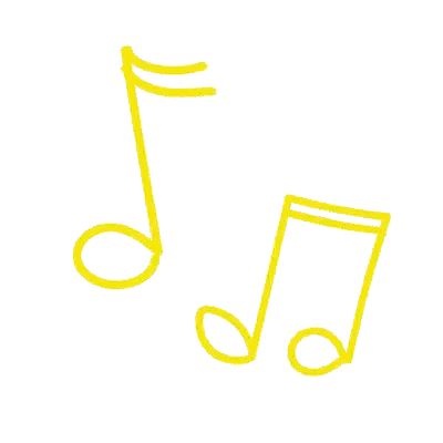 Two Yellow Music Notes Floating Sticker