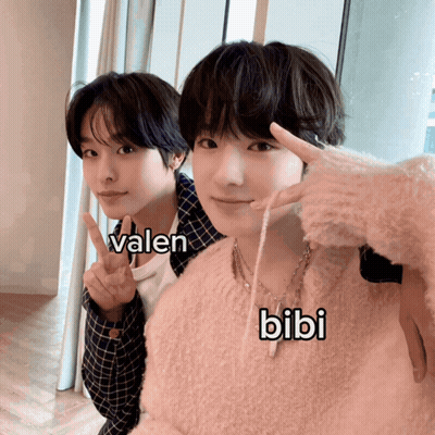 Two Young Boys Pose With Valen And Bibi GIF
