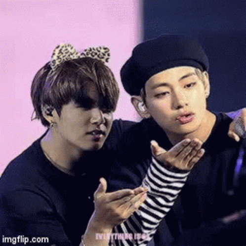 Two Young Men One Blowing Kiss