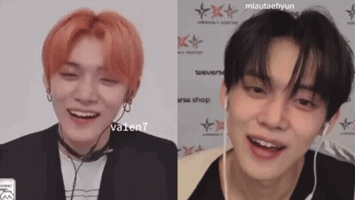 Two Young Men Smiling With Headphones GIF