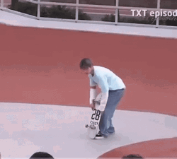 TXT Taehyun Throwing Skateboard GIF