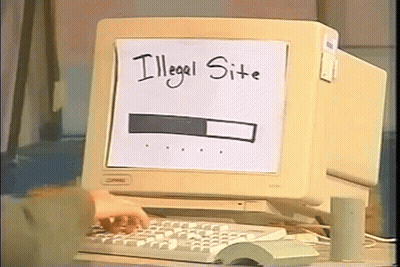 Typing On Keyboard With Illegal Site Monitor GIF
