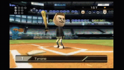 Tyrone Is Playing A Video Game With A Baseball Bat GIF