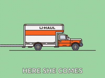 U-Haul Truck With Couch And Vase GIF